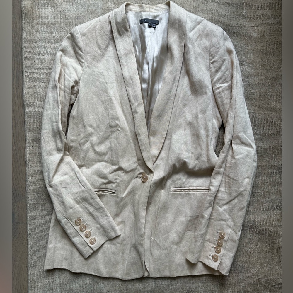 Vince Size 4 Small Beige Linen Blazer